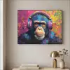 Graffiti - Chimpansee - Street art - Koptelefoon - Aap Textielframe - compleet frame klein -sfeer2