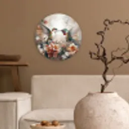 Kolibrie - Vogels - Bloemen - Natuur Wandcirkel kunststof plaat 5mm dik klein -sfeer1