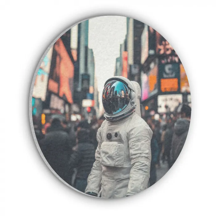 Stad - Mensen - Astronaut - Wit Akoestische PET Vilt - Rond klein -3d