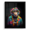 Chimpansee met Hawaii blouse fotolijst zwart zonder passe partout klein -3d