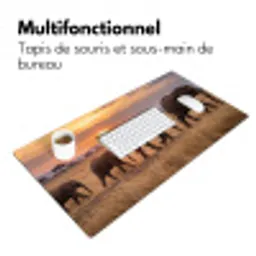 Olifanten - Savanne - Zonsondergang - Afrika - Warm Muismat XXL klein -zsfeer4_frans