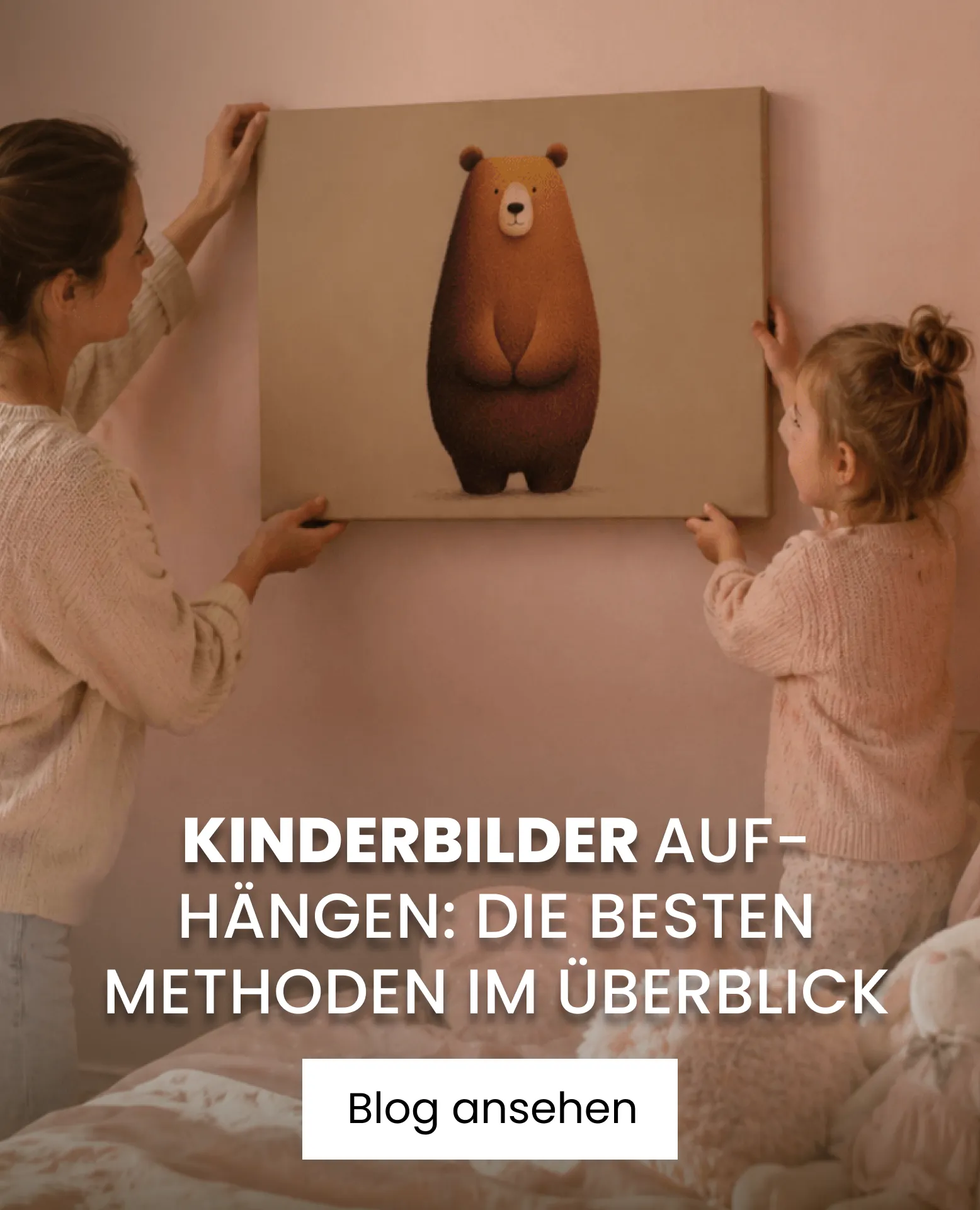 Frau mit Tochter Bild aufhängen