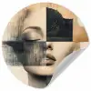 Goud - Vrouw - Rechthoeken Wandcirkel behangsticker klein -3d