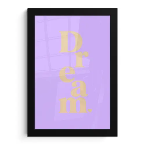 Dream - Paars - Typografisch fotolijst zwart zonder passe partout klein -3d