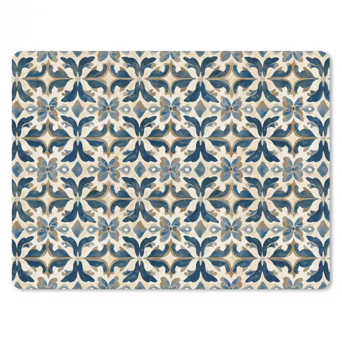 Tegel - Patroon - Blauw - Beige muismat rubber klein 262 -3d