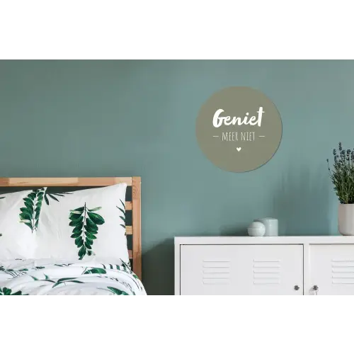 Spreuken - Geniet meer niet - Zomer - Tekst - Genieten Wandcirkel aluminium klein -slaapkamer
