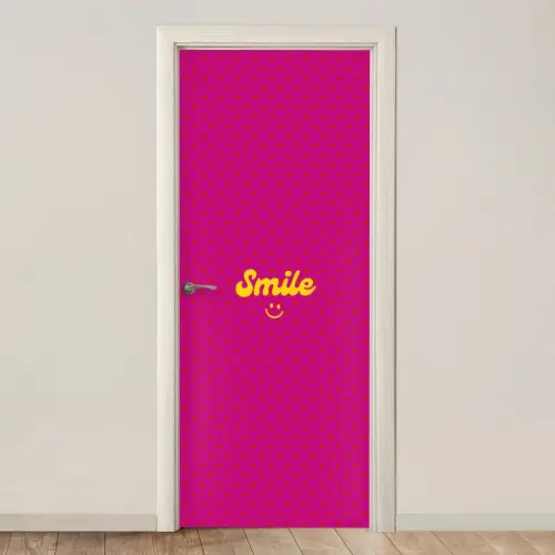 Smile - Stippen - Roze deurposter klein -3d_beige