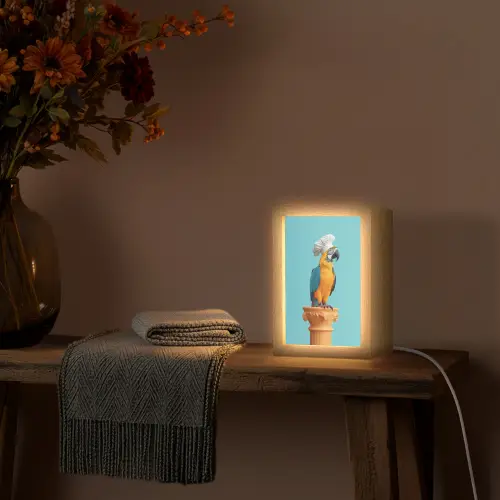 Papegaai - Koksmuts - Grappig - Vogel Light Box met kabel (Tafellamp) klein -sfeer4