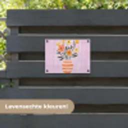 Vaas - Gestreept - Bloemen - Oranje tuinposter los doek klein -sfeer3