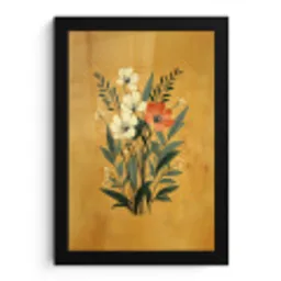 Bladeren - Boeket - Bloemen - Geel fotolijst zwart zonder passe partout klein -3d