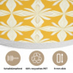 Patroon - Retro - Geel Akoestische PET Vilt - Rond klein 838 -closeup_DE