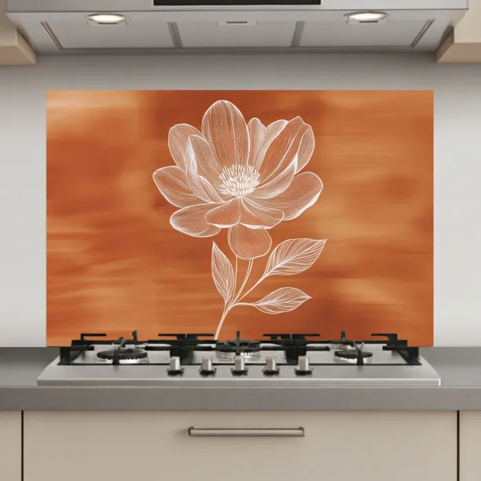 Bloem - Minimalistisch - Wit keuken achterwand spatscherm klein -3d_website