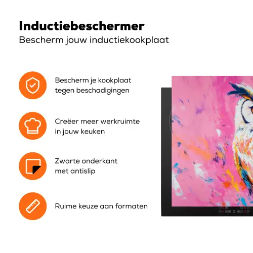 Uil - Roze - Blauw - Verf - Abstract Inductie beschermer vinyl 3mm klein -zzzzzzz-td-ups