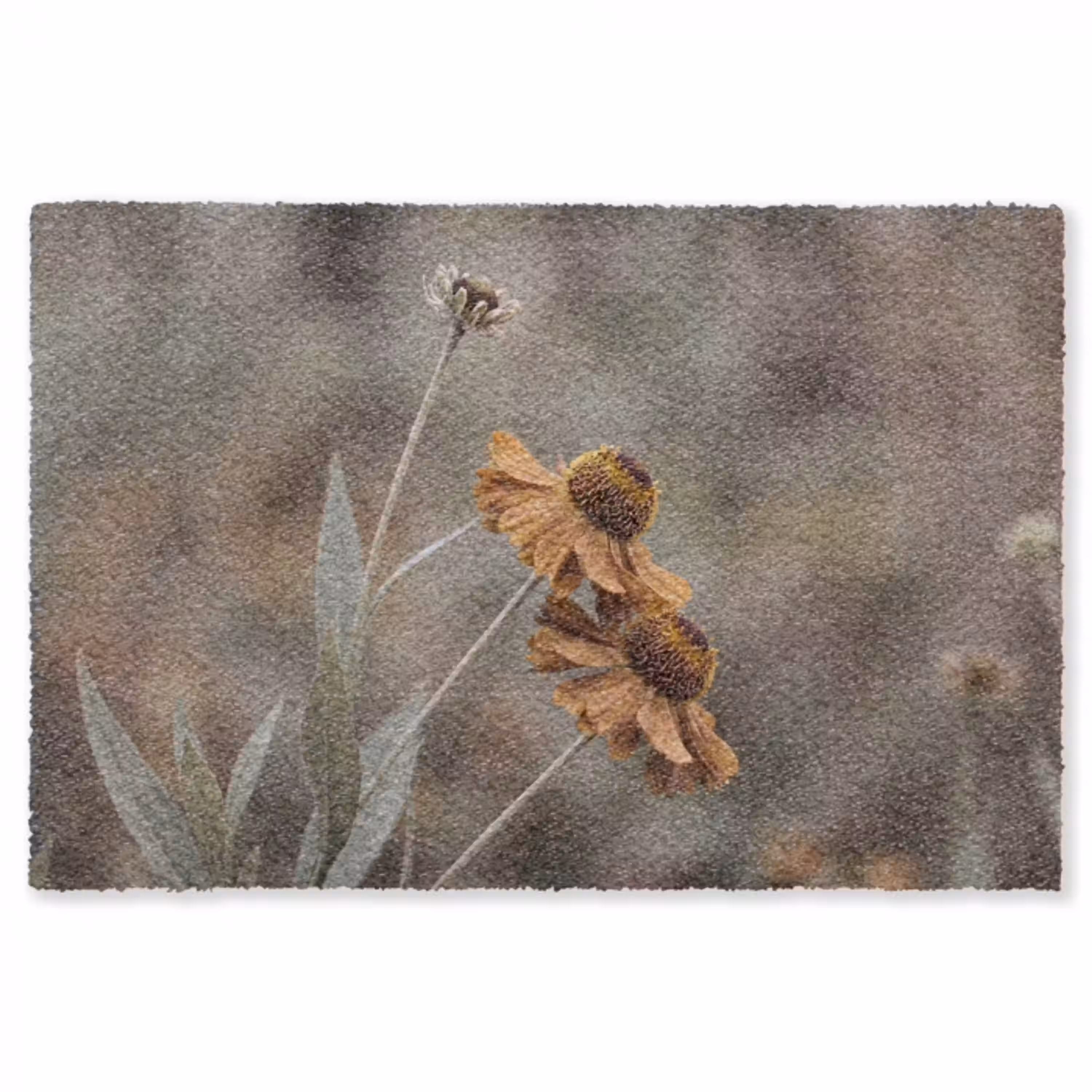 Zonnehoed - Droogbloemen - Geel - Warm Vloerkleed Rechthoek klein -3d