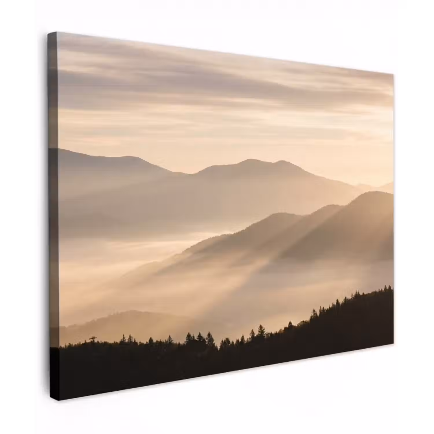 Leinwandbild - Berge - Nebel - Sonnenstrahlen