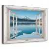 Landschap - Winter - Meer - Bergen - Uitzicht - Doorkijk - Licht Textielframe - compleet frame klein -3d