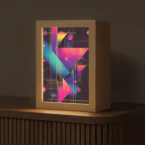 Driehoeken - Cirkels - Abstract - Sterren Light Box met kabel (Tafellamp) klein -z3d_website