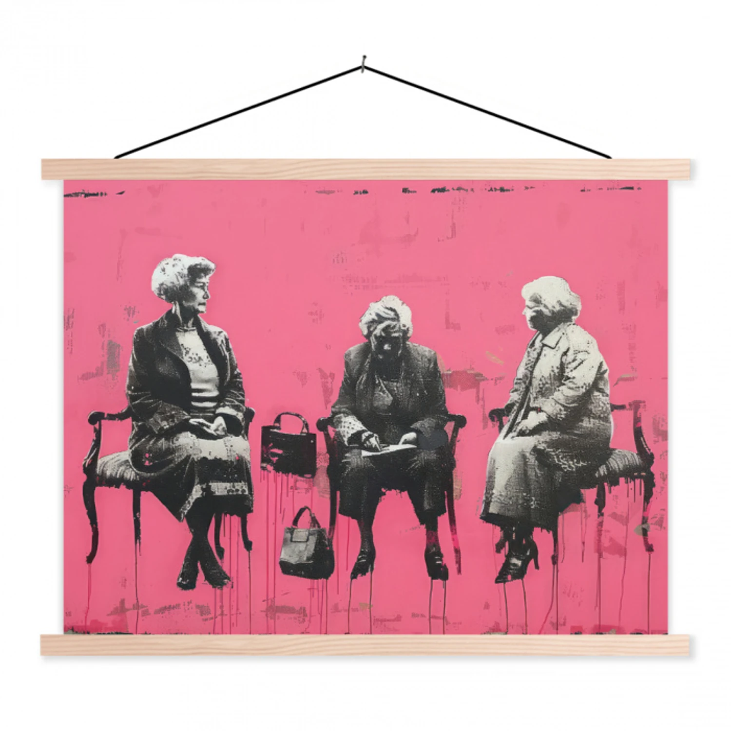 Graffiti - Vintage - Zwart - Street art - Roze - Banksy textielposter latten blank klein -3d