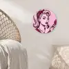 Vintage - Vrouw - Roze Wandcirkel kunststof plaat 5mm dik klein -sfeer5