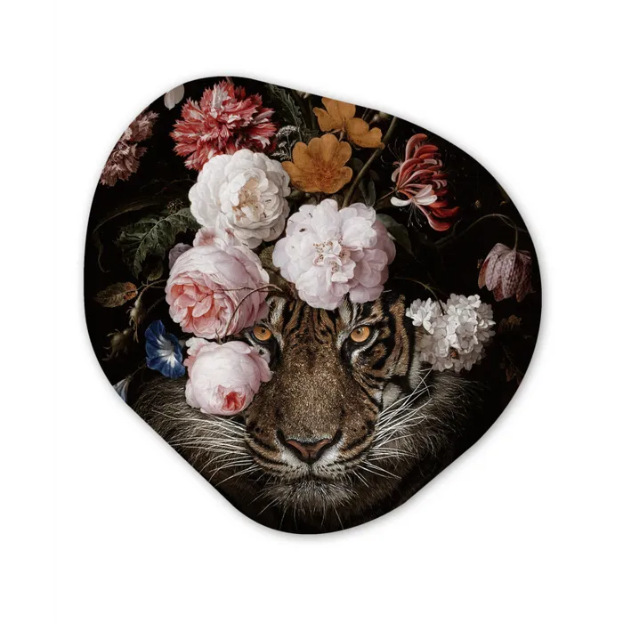 Bloemen - Jan Davidsz de Heem - Tijger - Schilderij - Stilleven - Oude meesters Wandcirkel Organisch Forex 3mm klein -3d
