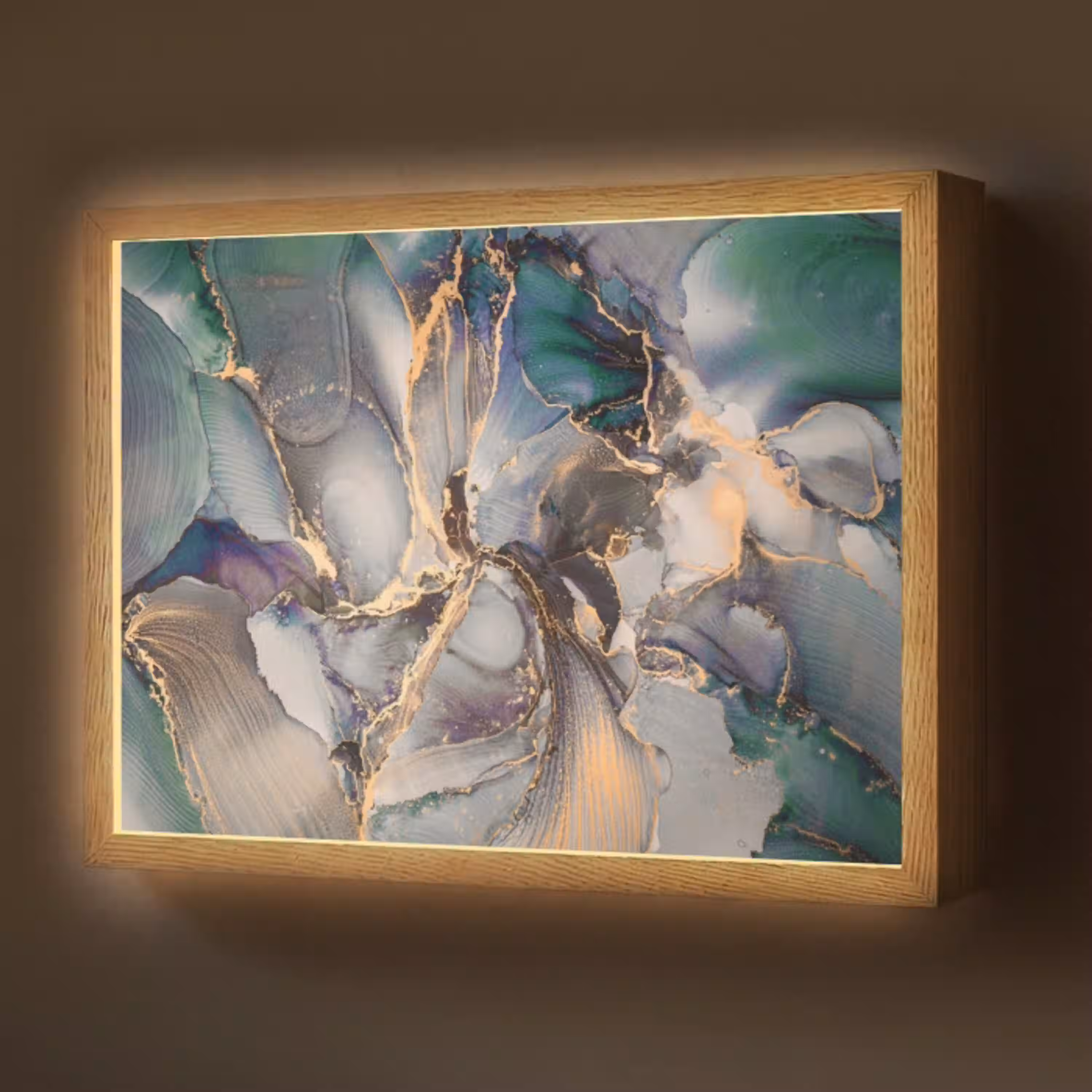 Goud - Blauw - Marmer Light Box met batterij (Wandlamp) middel -z3d_website