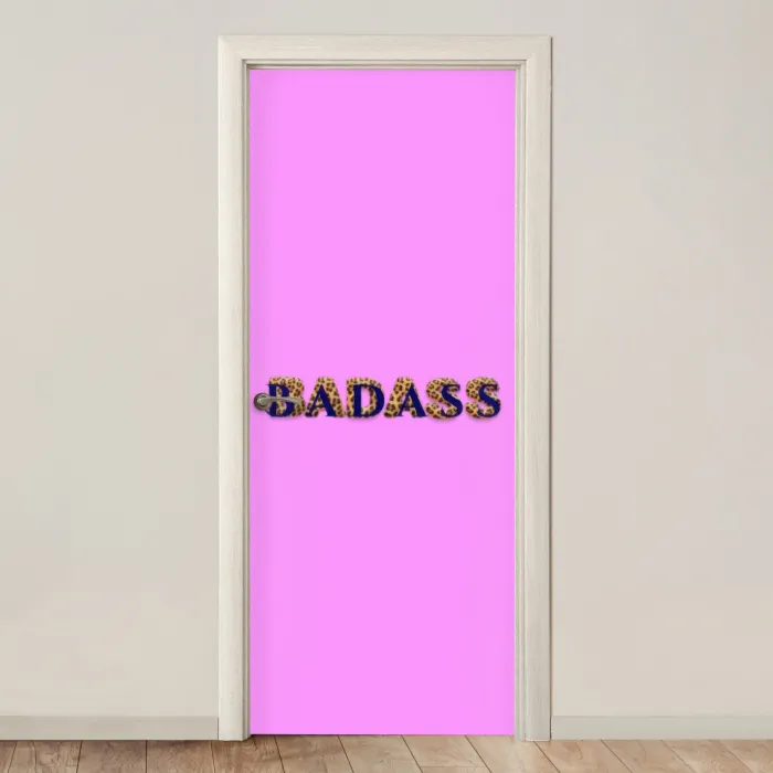 Felroze - Badass - Panterprint - Schaduw deurposter klein -3d_beige