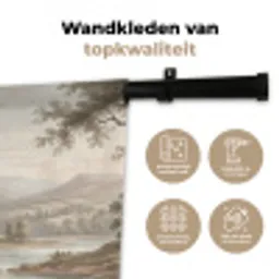 Landhuis - Rivier - Vee Wandkleed katoen klein -sfeer2