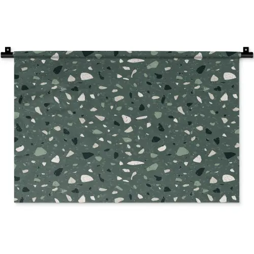 Terrazzo -  Patroon - Kleurrijk - Groen Wandkleed katoen klein 269 -zz3d