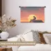 Busje - Kat - Zonsondergang - Oranje Wandkleed katoen klein -sfeer1