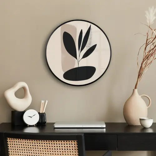 Plant - Beige - Japandi Fotolijst rond zonder passe partout klein -sfeer1