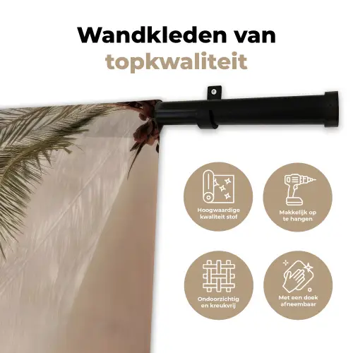 Palmboom - Schaduw - Trap - Beige Wandkleed katoen klein -sfeer2