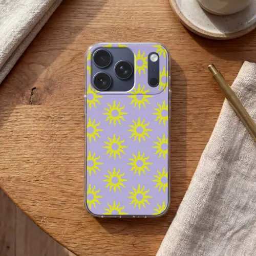 Zonnen patroon - Geel - Paars - Zomer Telefoonhoesje iPhone 17 Pro klein -sfeer1