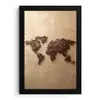 Wereldkaart - Zandkleur - Koffiebonen fotolijst zwart zonder passe partout klein -3d
