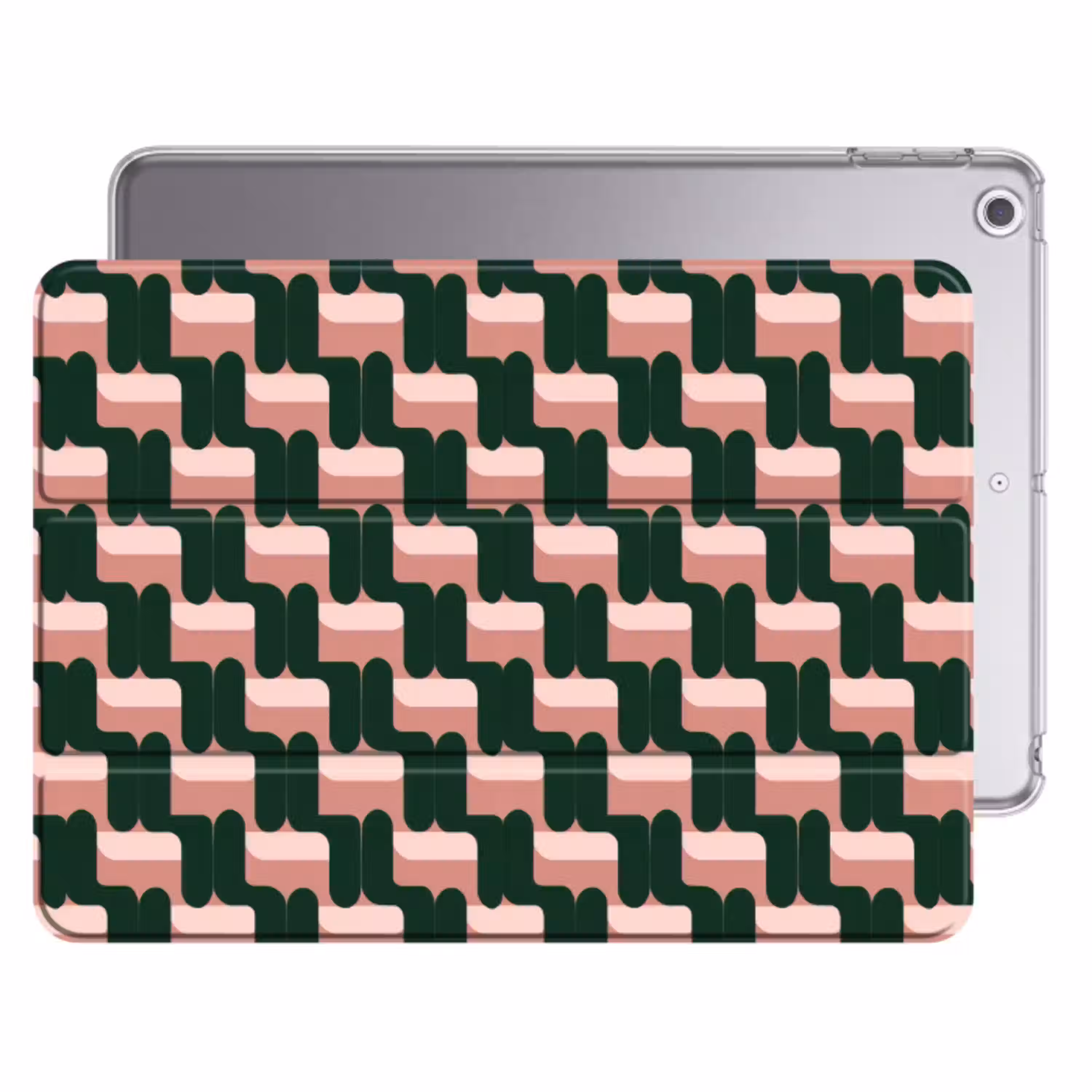 Vlechtpatroon - Groen - Roze - Geometrisch Apple iPad 2017 middel 1172 -threedimensional_3d_global