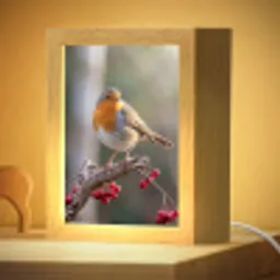 Roodborst - Tak - Bessen - Natuur Light Box met kabel (Kinderlampje) klein -zzzz_3d_website