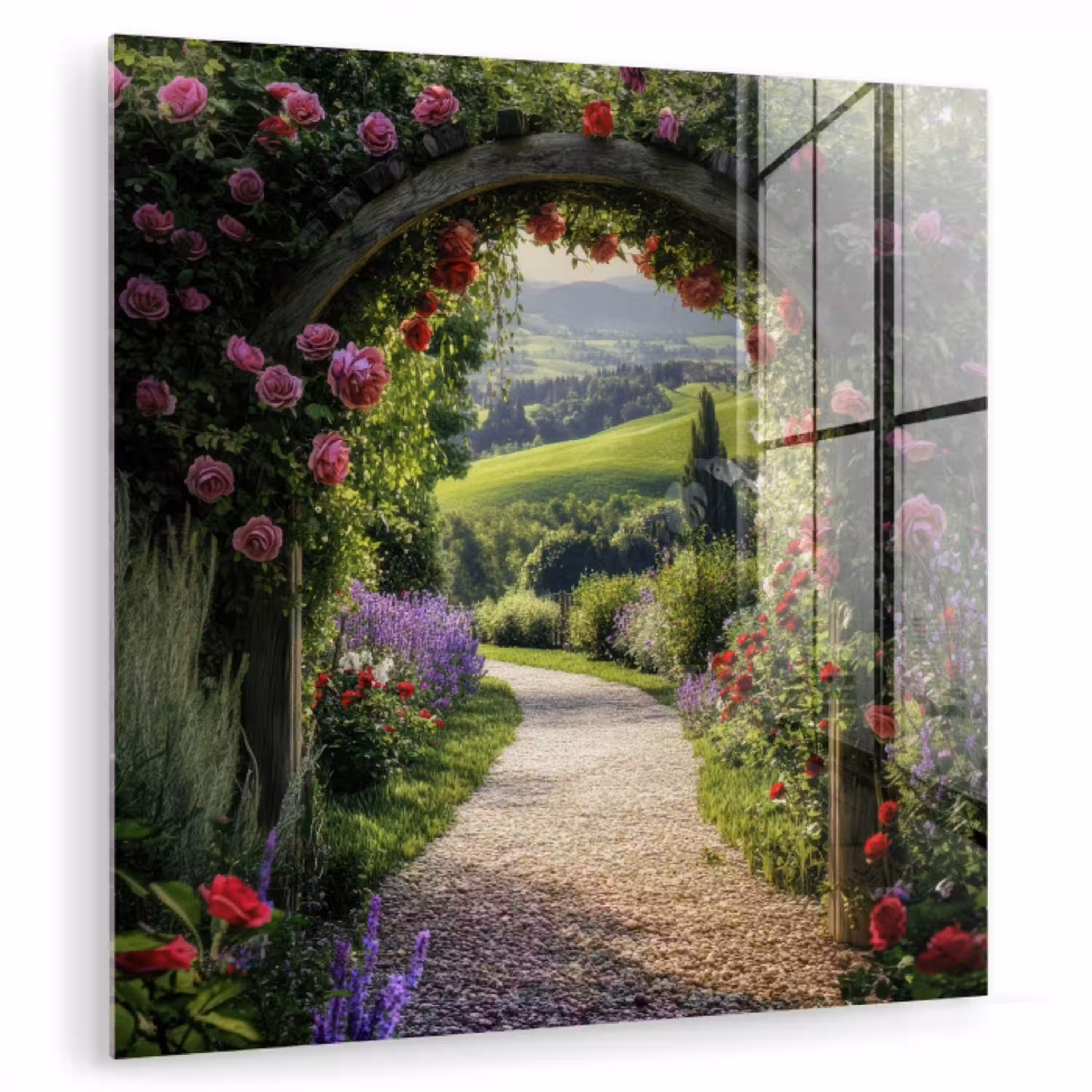 Doorkijk - Tuinboog - Bloemen - Natuur - Pad plexiglas 5mm klein -zzzproduct_nieuw