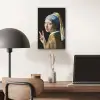Meisje met de parel - Johannes Vermeer - Peace aluminium wit klein -sfeer5