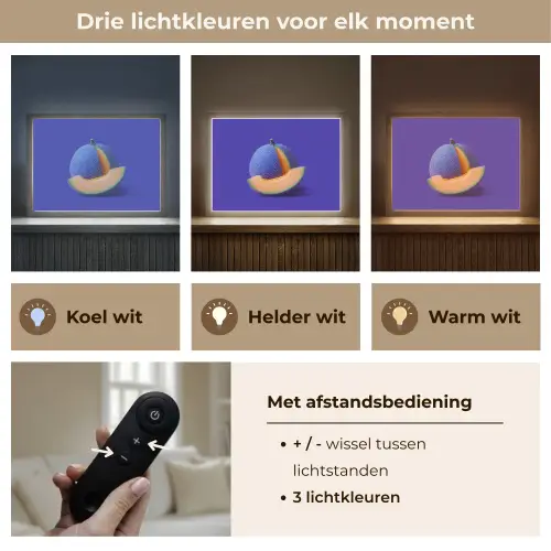 Meloen - Blauw - Oranje - Kunstzinnig Light Box met batterij (Wandlamp) middel -USP_lichtkleurNL