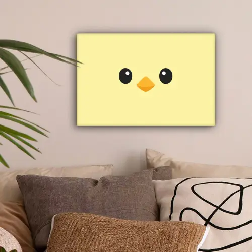 Kuiken - Vrolijk - Geel - Minimalistisch canvas 2cm klein -sfeer1