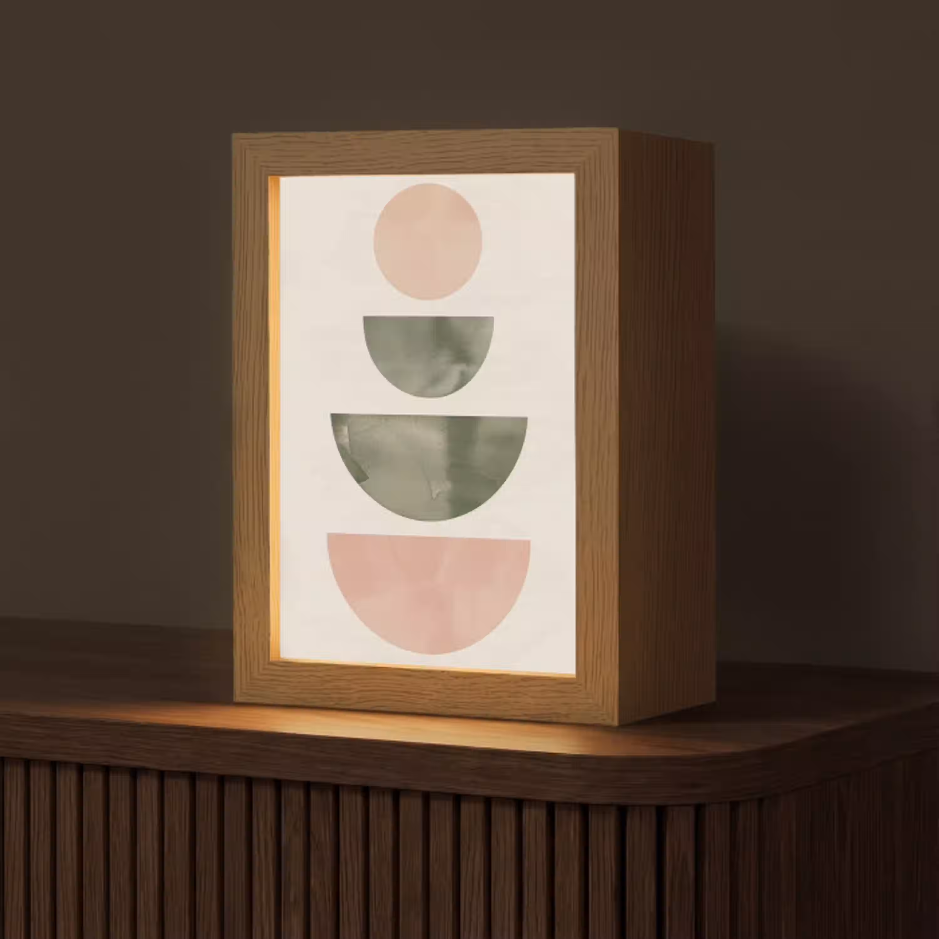Modern - Roze - Groen - Natuur - Geometrisch - Vormen Light Box met kabel (Tafellamp) klein -z3d_website