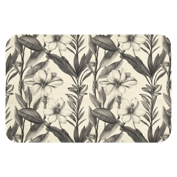 Klassiek - Botanisch - Zwart - Beige WCmat klein 1009 -3d