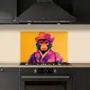 Aap - Kimono - Bloemen - Hoofdtooi keuken achterwand spatscherm klein -sfeer1