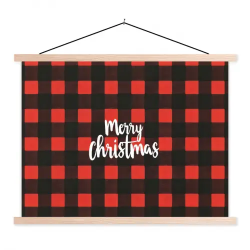 Geruit - Rood - Tekst - Christmas textielposter latten blank klein -3d