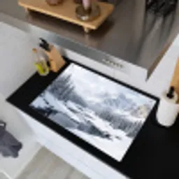Sneeuwlandschap - Bergen - Rivier - Winter Inductie beschemer met haakjes klein -sfeer1