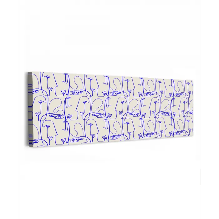 Gezicht - Blauw - Lijnen - Beige canvas 2cm klein 828 -z3d