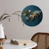 Wereldkaart - Geborduurd - Verschillende tinten Wandcirkel behangsticker klein -sfeer3