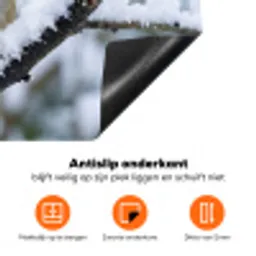 Roodborstje - Tak - Sneeuw - Winter - Levendig Inductie beschermer vinyl 3mm klein -zzzzzzz-td-onderkant
