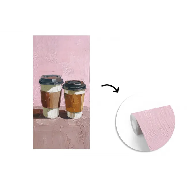Koffiebekers - Deksel - Verf - Textuur fotobehang vinyl groot -3d