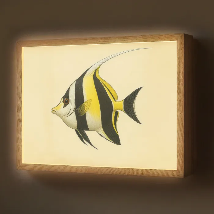 Vis - Sierlijk - Rugvin - Geel Light Box met batterij (Wandlamp) middel -z3d_website