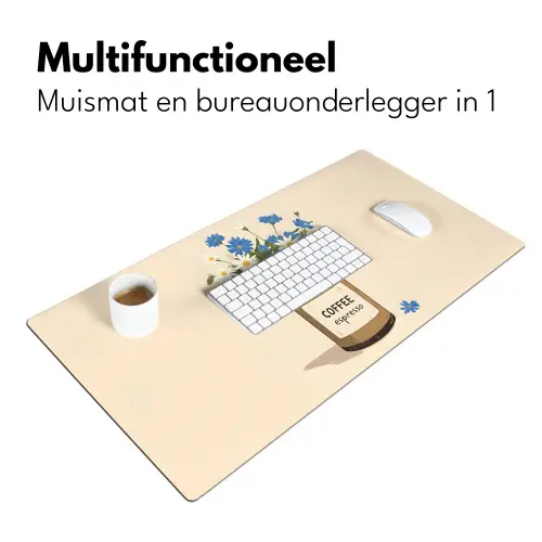 Coffee - Blik - Minimalistisch - Bloemen Muismat XXL klein -sfeer4